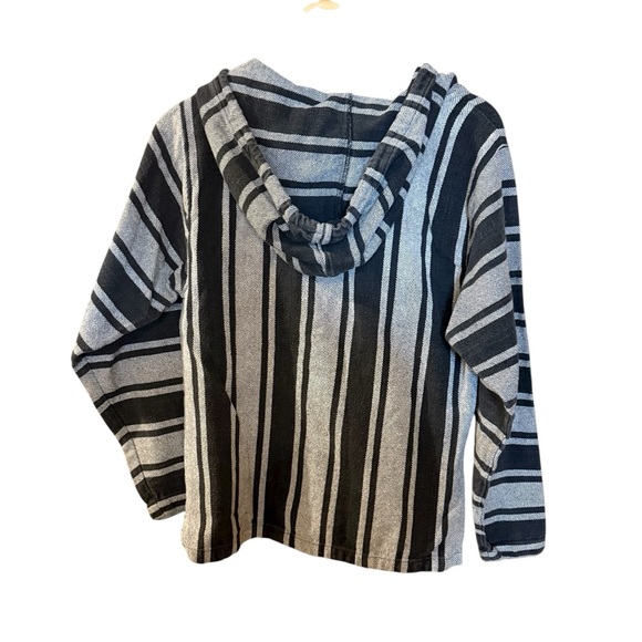 KR3W Baja Hoodie 100% Cotton Striped Hippie Surf Poncho Size Small - Picture 4 of 6